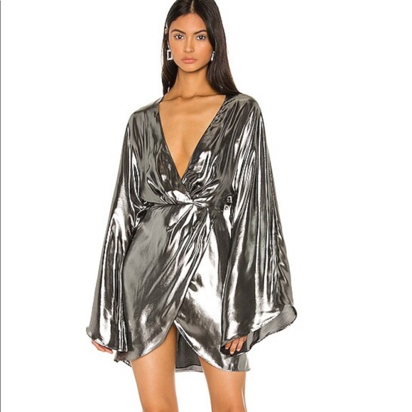 Michael Costello Tiana Mini dress in silver - Picture 1 of 3